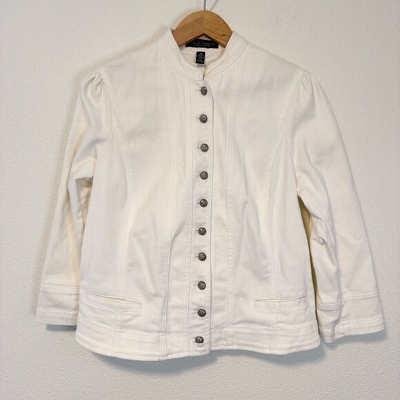 Ralph Lauren White Denim Button Down Jacket Size 16 - Picture 1 of 9